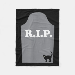 Rip Grave Black Cat Halloween Fleece Blanket