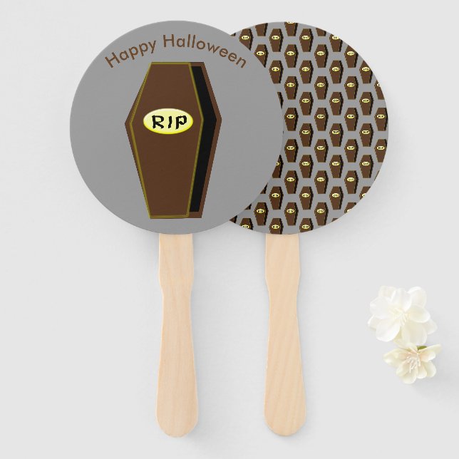 RIP Halloween Coffin of Doom Custom Hand Fan (Front and Back)