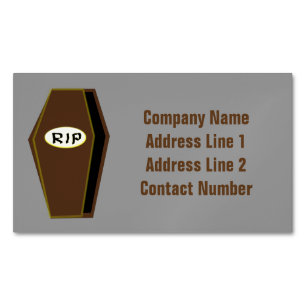 RIP Halloween Coffin of Doom Personalised Magnetic Business Card