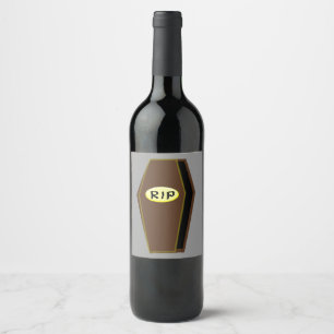 RIP Halloween Coffin of Doom Wine Bottle Labels
