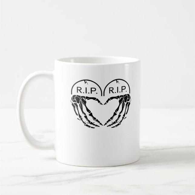 Rip, Heart Shaped Design Made From Gravestones, An Coffee Mug (Left)