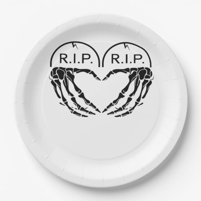 Rip, Heart Shaped Design Made From Gravestones, An Paper Plate (Front)