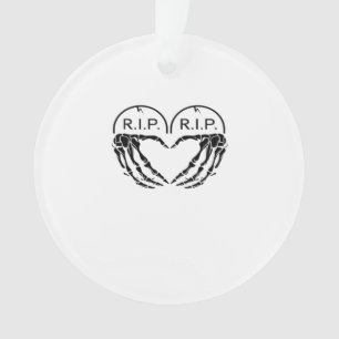 Rip Heart Shaped Gravestone Skeleton Hands Ornament