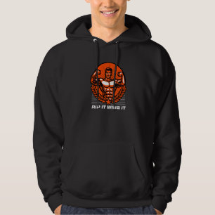 Rip It Wing It Funny Workout Humour Gym Sayings Fi Hoodie