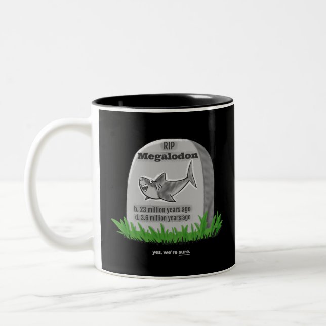 RIP Megalodon  Two-Tone Coffee Mug (Left)