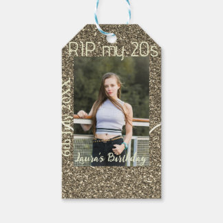 RIP MY 20s silver golden birthday add name date Gift Tags