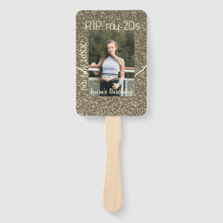 RIP MY 20s silver golden birthday add name date Hand Fan
