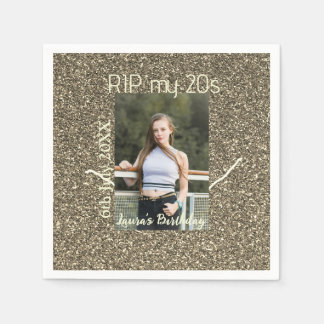 RIP MY 20s silver golden birthday add name date Napkin