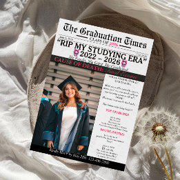 RIP My Studying Era Graduation | Funny Grad Party Invitation