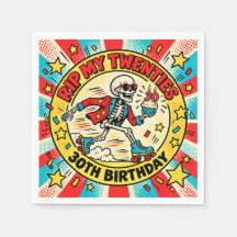 RIP My Twenties Retro Comic Skeleton 30th Birthday