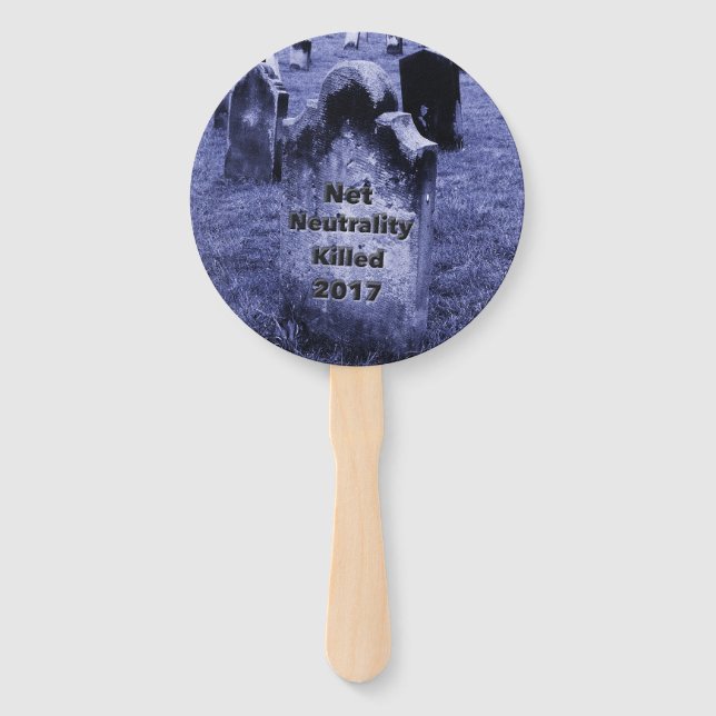 RIP Net Neutrality Gravestone Hand Fan (Front)