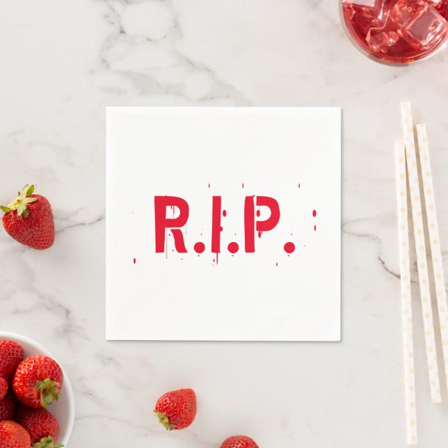 RIP red blood scary typography funny Halloween Napkin (Insitu)