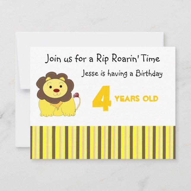 Rip Roarin'  Birthday Invitation (Front)