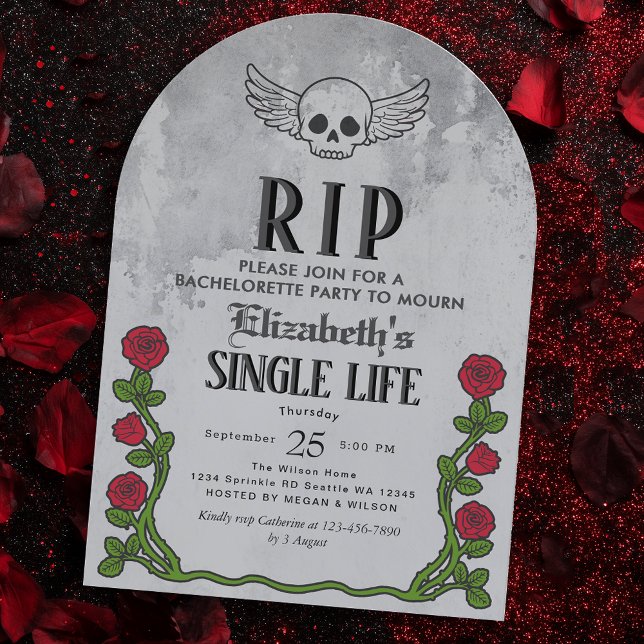 Rip Single Life Gothic Bachelorette Party Invitation (Creator Uploaded)