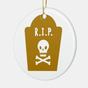 RIP Skull Ceramic Tree Decoration