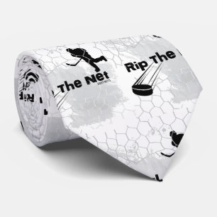 Rip the Net Hockey Player Gray Tie