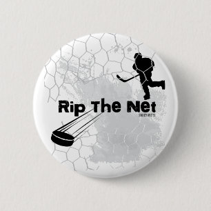Rip the Net Hockey Player Pinback flare 6 Cm Round Badge