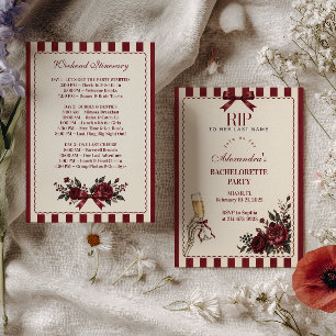 RIP to Her Last Name Burgundy Coquette Invitation