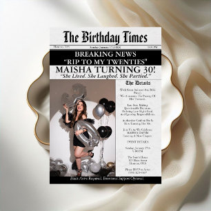 RIP to My 20s Birthday   Funny 30th Obituary Party Invitation