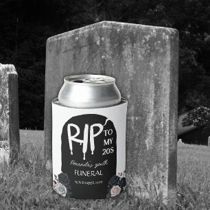 RIP To My 20s Tombstone Arch 30th Birthday Black Can Cooler