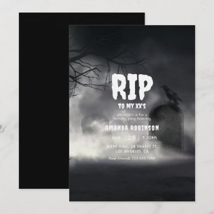 RIP to My (Age-20's/30s etc) Gothic Birthday Party Invitation
