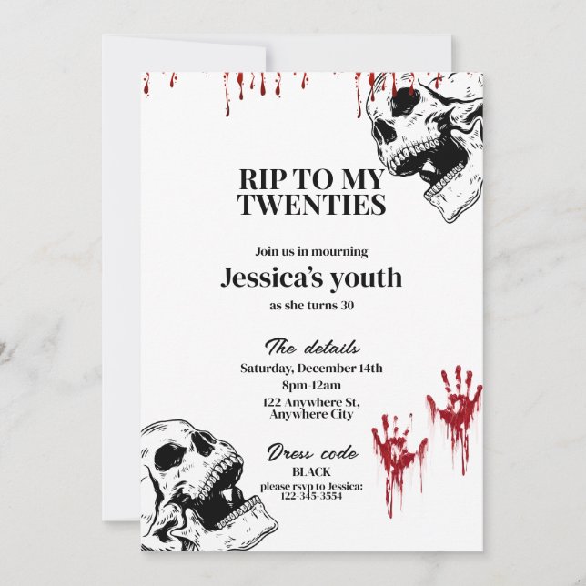 RIP To My Twenties 30th Birthday Party Invitation (Front)