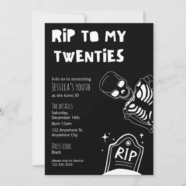 RIP To My Twenties 30th Birthday Party Invitation (Front)