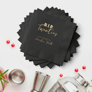 RIP To My Twenties Black 30th Birthday Party Foil Napkins