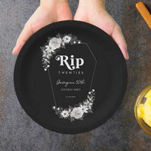 Rip To My Twenties Black 30th Birthday Party Paper Plate