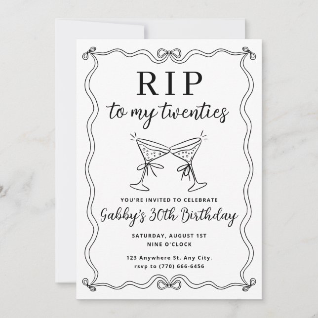 RIP to my Twenties Funeral 30th Birthday Party Invitation (Front)
