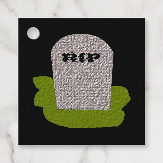 RIP Tombstone Custom Halloween Favour Tags (Front)
