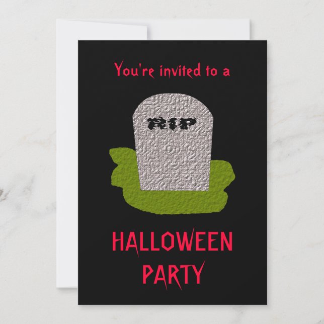 RIP Tombstone Halloween Party Customisable Invitat Invitation (Front)