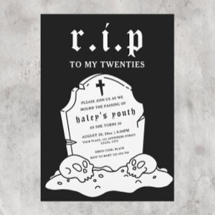 RIP Twenties 20s Funny Death Funeral 30th Birthday Invitation