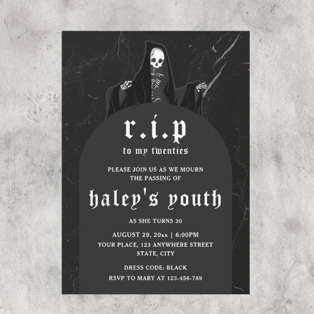 RIP Twenties 20s Funny Death Funeral 30th Birthday Invitation (Creator Uploaded)