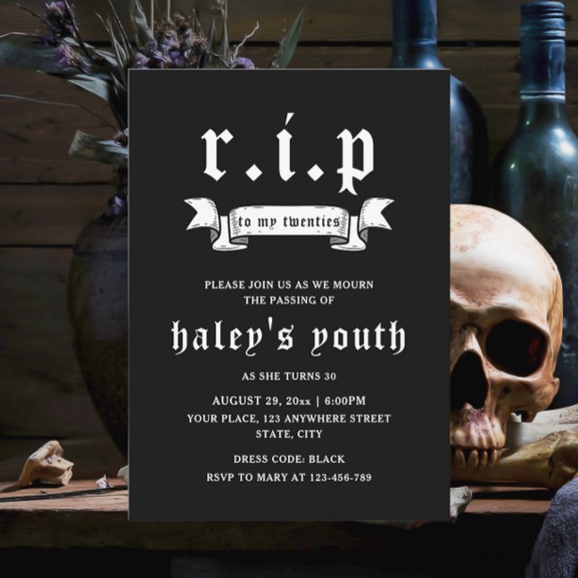 RIP Twenties 20s Funny Death Funeral 30th Birthday Invitation (Creator Uploaded)