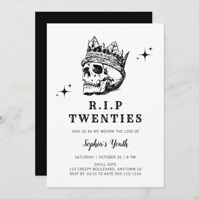RIP Twenties Gothic Halloween 30th Birthday Party Invitation (Front/Back)
