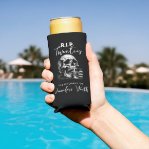 RIP Twenties Gothic Skull Birthday Can Coolers