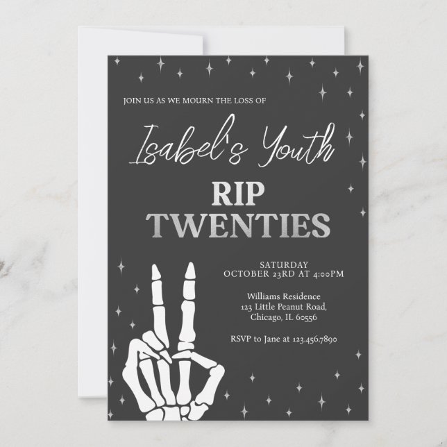 RIP Twenties Halloween Birthday Invitation (Front)