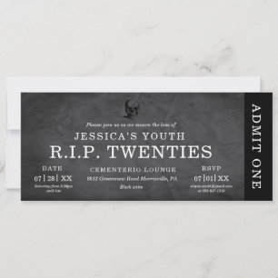 RIP Twenties Skull 30th Birthday Admit One Invitation