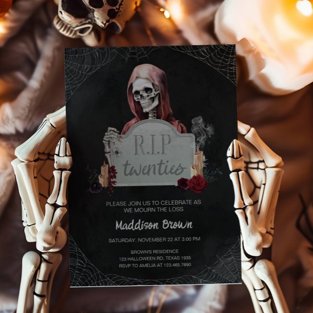 RIP Twenties Skull Halloween Birthday Invitation (RIP Twenties Skull Halloween Birthday Invitation)