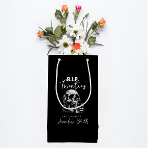 RIP Twenties Whiskey Gothic Skull Black Birthday  Small Gift Bag