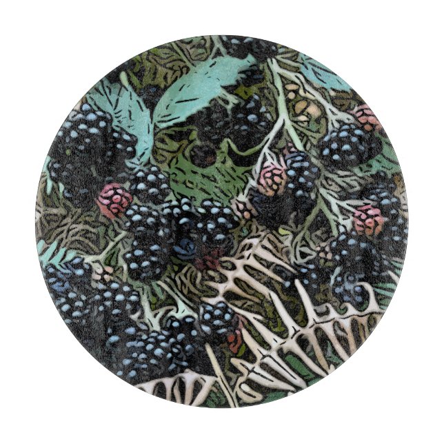 Ripe blackberries cutting board (Front)