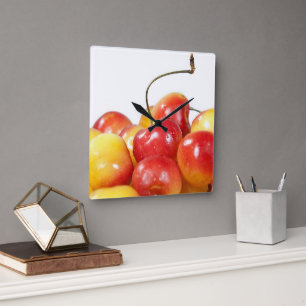 Ripe Cherries Square Wall Clock
