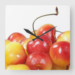 Ripe Cherries Square Wall Clock