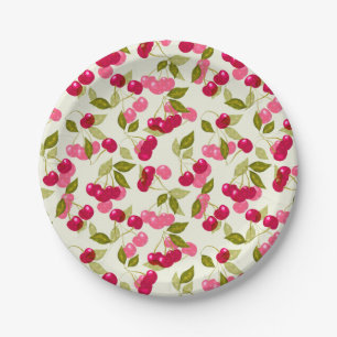 Ripe cherry paper plate