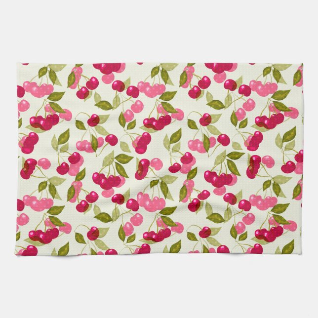 Ripe cherry tea towel (Horizontal)
