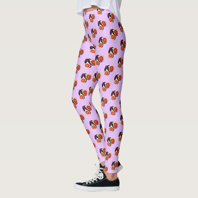 Ripe Fresh Sliced Purple Figs Fig Tree Fruit Leggings (Left)