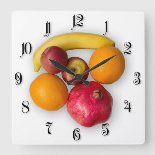 Ripe fruits square wall clock