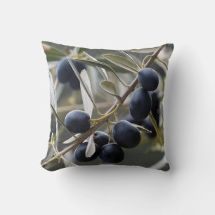 Ripe Olives in Olive Tree Cushion