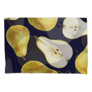 Ripe pear, black background, garden art pillowcase